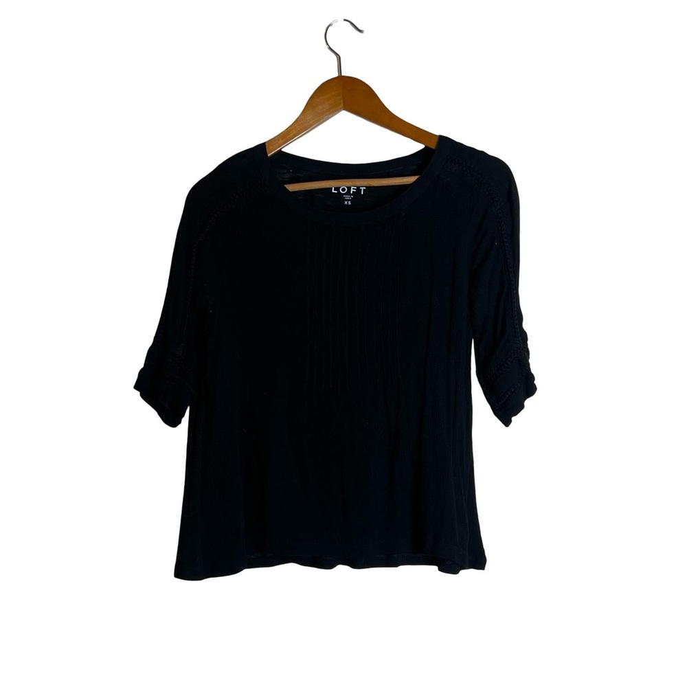 Loft‎ black cotton & modal 1/2 sleeve shirt. Size x small